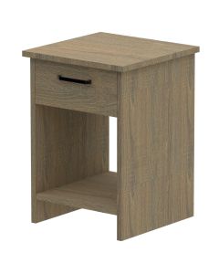 Mahmayi Modern Night Stand, Side End Table with Single Drawer and Open Storage Shelf Grey Bardilano Oak Ideal for Bedroom and Living Room