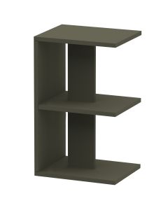 Mahmayi Modern E Shape Night Stand, Side End Table with 3 Open Storage Shelf Lava Grey Ideal for Bedroom and Living Room