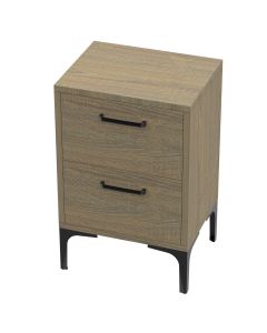 Mahmayi Modern Night Stand, Side End Table with 2 Storage Drawers Grey Bardilano Oak Ideal for Bedroom and Living Room