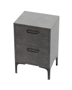 Mahmayi Modern Night Stand, Side End Table with 2 Storage Drawers Metal Fabric Anthracite Ideal for Bedroom and Living Room