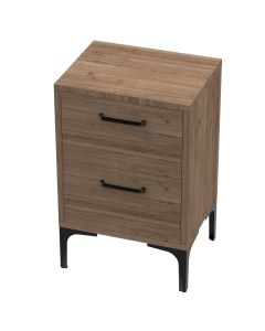 Mahmayi Modern Night Stand, Side End Table with 2 Storage Drawers Truffle Davos Oak Ideal for Bedroom and Living Room