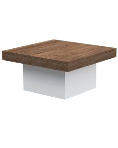 Mahmayi Modern Coffee Table Square Shape Tabletop Truffle Davos Oak and White Ideal for Living Room, Study Room and Office