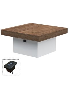 Mahmayi Modern Coffee Table with BS02 USB Port Square Shape Tabletop Truffle Davos Oak and White Ideal for Living Room, Study Room and Office