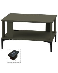 Mahmayi Modern Coffee Table with BS02 USB Port and Storage Shelf Lava Grey Ideal for Living Room, Study Room and Office