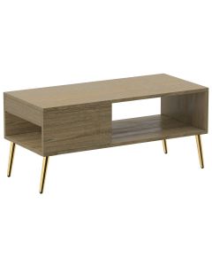 Mahmayi Modern Coffee Table with Side Compartment and Storage Shelf Grey Bardolino Oak Ideal for Living Room, Study Room and Office