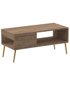 Mahmayi Modern Coffee Table with Side Compartment and Storage Shelf Truffle Davos Oak Ideal for Living Room, Study Room and Office