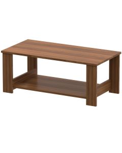 Mahmayi Modern Coffee Table with Two Tier Storage Shelf Natural Dijon Walnut Ideal for Living Room, Study Room and Office