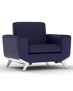 Mahmayi GLW SF165-1 PU Leatherette Single Seater Sofa Blue Modern Sofa Ideal for Home and Office
