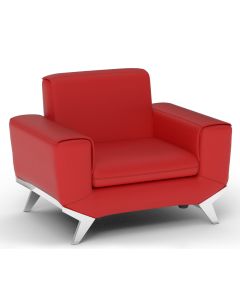 Mahmayi GLW SF165-1 PU Leatherette Single Seater Sofa Red Modern Sofa Ideal for Home and Office