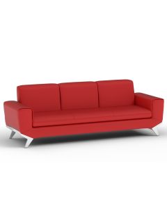 Mahmayi GLW SF165-3 PU Leatherette Three Seater Sofa Red Modern Sofa Ideal for Home and Office