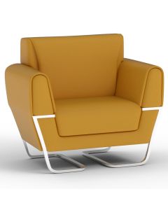 Mahmayi GLW SF169-1 PU Leatherette Single Seater Sofa Yellow Modern Sofa Ideal for Home and Office