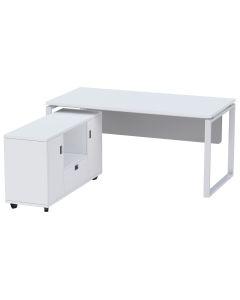 Carre 5116L Executive White Modern Workstation without Drawer