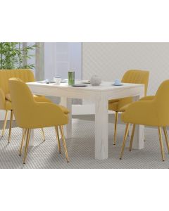Mahmayi Modern Wooden Dining Table, 4-Seater for Kitchen, Dining Room, Living Room-120cm, White Levanto Marble