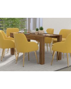 Mahmayi Modern Wooden Dining Table, 6-Seater for Kitchen, Dining Room, Living Room-160cm, Dark Hunton Oak