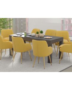 Mahmayi Modern Wooden Dining Table, 8-Seater for Kitchen, Dining Room, Living Room-180cm, Anthracite Jura Slate