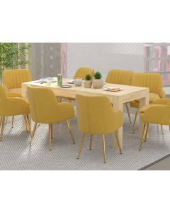 Mahmayi Modern Wooden Dining Table, 8-Seater for Kitchen, Dining Room, Living Room-180cm, Natural Davos Oak
