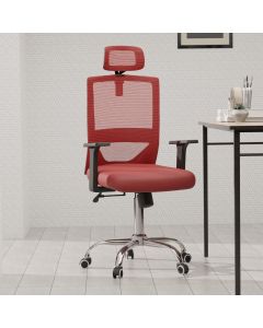 Mahmayi TJ HY-902 Medium Back Mesh Office chair with Lumbar Support with Headrest Red
