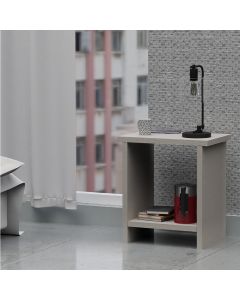 Mahmayi Modern Night Stand Table, Side Table with Open Single Shelf Ideal for Bedroom and Office, Light Grey