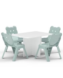 Mahmayi CH01 Ergonomic Child Desk(80X50) White with 4 X CHC1 Child Plastic Chair Light Grey Combo