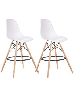 Ultimate Eames Style DSW Bar Stool Set of 2-White