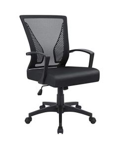 Mahmayi Mid Back Swivel Lumbar Support Mesh Office Chair - Black