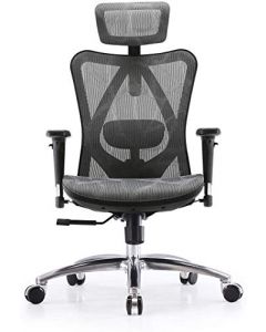 Mahmayi Sihoo M57 Ergonomic Adjustable Office Chair With 3D Arm Rests And Lumbar Support - High Back With Breathable Mesh - Mesh Seat Cushion - Grey