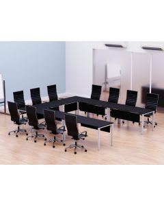 Figura 72-12 12 Seater Black U-Shaped Conference-Meeting Table