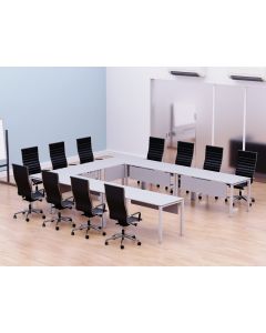 Figura 72-12 12 Seater White U-Shaped Conference-Meeting Table