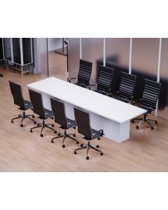 Mahmayi Newly-Crafted Conference Table for Office, Office Meeting Table, Conference Room Table (White, 360)