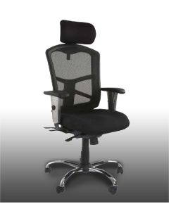 Mahmayi High Back Ergonomic Mesh Executive Office & Home Chair with Adjustable Height & Arms features and Caster wheel support - Black