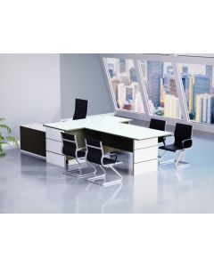 Mahmayi White + Grey GED-5 Glass Executive Desk 320 cm