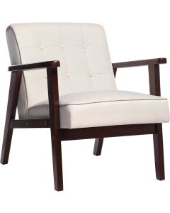 Mahmayi Modern UT-S048 Beige Stylish Lounge Wooden Sofa Chair for Home, Living Room, Dining Room, Lounge, Restaurant (51x56x75cm)