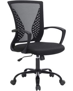 Mahmayi Black OBN22BK Height-Adjustable Mid-Back Mesh Chairs for Office, Conference, Home, Living Room (60x56x100cm)