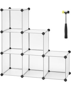 Mahmayi White LPC111W01 Stylish 6 Piece Plastic Cube Storage, For Living Room, Bed Room, Wardrobes, Kitchen (93x93x31cm)