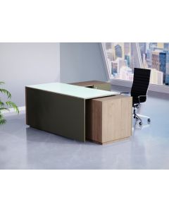 Mahmayi Truffle Davos Oak and Grey GED-3 Glass Executive Desk 180 cm