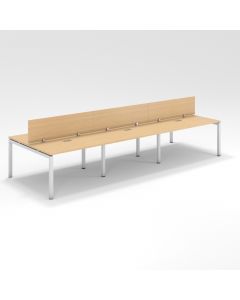 Shared Structure 6 Seater in Oak Color with Wood Dividers without Drawers without Mesh Chairs and Worktop W160cm x D60cm