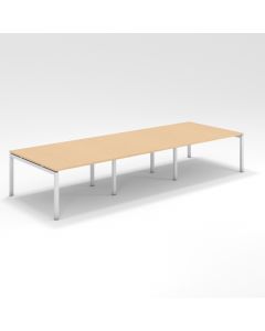 Shared Structure 6 Seater in Oak Color with No Dividers without Drawers without Mesh Chairs and Worktop W180cm x D60cm