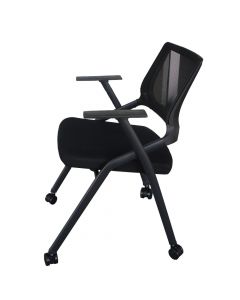 Mahmayi SL 632L Folding Heavy Duty Chair with Wheels for Home | School | Study Chair Can Withstand upto 150kg - Black