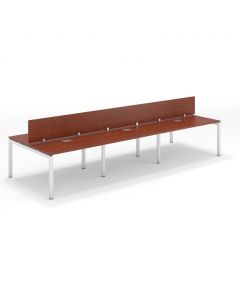 Shared Structure 6 Seater in Apple Cherry Color with Wood Dividers without Drawers without Mesh Chairs and Worktop W120cm x D60cm