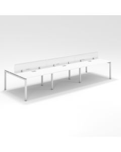 Shared Structure 6 Seater in White Color with Polycarbonate Dividers without Drawers without Mesh Chairs and Worktop W120cm x D60cm