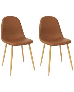 Mahmayi HYDC001 Washable PU Cushion Seat Back Dining Brown Chair - Pack of 2