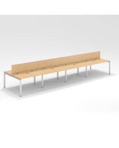Shared Structure 8 Seater in Oak Color with Wood Dividers without Drawers without Mesh Chairs and Worktop W160cm x D60cm