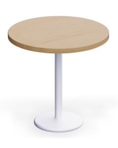 Rodo 500E Oak Round Table with white round base - 80cm