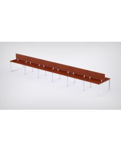 Mahmayi 12 Seater Loop Shared Structure in Apple Cherry color with Wood Divider, without Drawer & without Mesh Chair  - W180cm x D75cm Each Worktop Size
