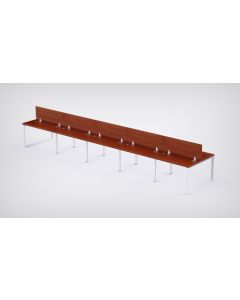 Mahmayi 10 Seater Loop Shared Structure in Apple Cherry color with Wood Divider, without Drawer & without Mesh Chair  - W140cm x D60cm Each Worktop Size