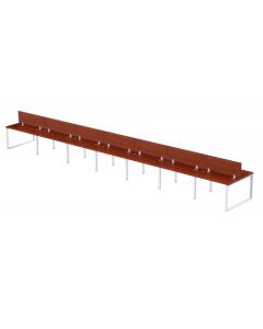 Mahmayi 14 Seater Loop Shared Structure in Apple Cherry color with Wood Divider, without Drawer & without Mesh Chair  - W120cm X D60cm Each Worktop Size