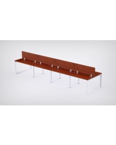 Mahmayi 8 Seater Loop Shared Structure in Apple Cherry color with Wood Divider, without Drawer & without Mesh Chair  - W160cm x D60cm Each Worktop Size