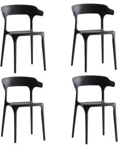 Mahmayi Modern Cuisine Stackable Plastic chairs for hotels, negotiations, and cafes that are suitable for use in living rooms and bedrooms - Black