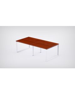 Mahmayi 4 Seater Loop Shared Structure in Apple Cherry color with No Divider, without Drawer & without Mesh Chair  - W120cm X D60cm Each Worktop Size