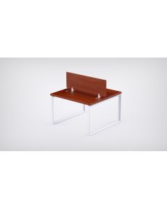 Mahmayi 2 Seater Loop Shared Structure in Apple Cherry color with Wood Divider, without Drawer & without Mesh Chair  - W100cm X D75cm Each Worktop Size